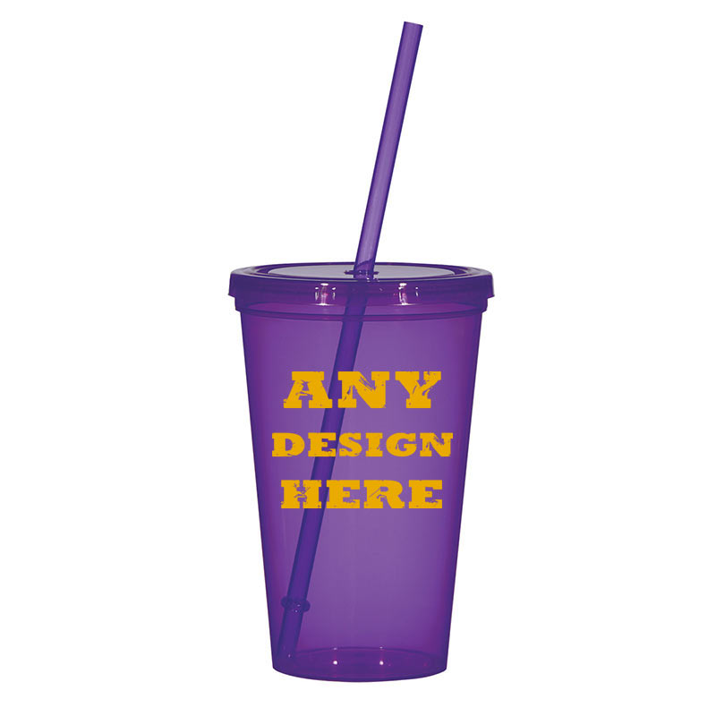 personalised plastic tumbler with straw - Custom Promotional Gift Shop