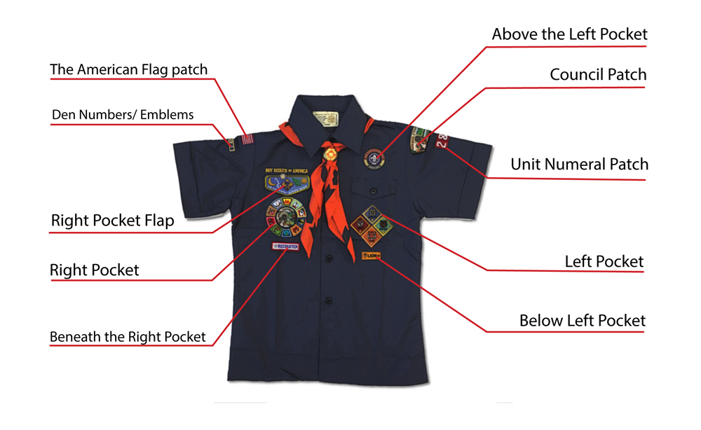 bsa patch placement on cub scout uniform graphic